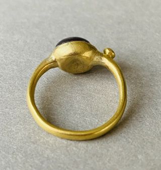 Ancient Roman Solid Gold Finger Ring with Garnet C.  1st - 3rd century A.  D. 5
