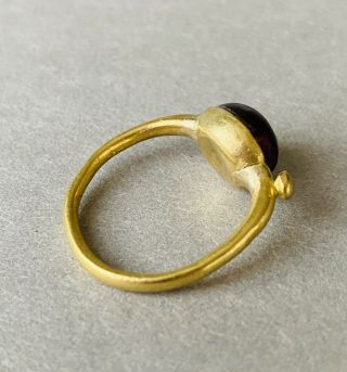 Ancient Roman Solid Gold Finger Ring with Garnet C.  1st - 3rd century A.  D. 6
