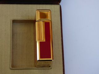 S T Dupont Line1 Small Lighter - Red Lacquer/Gold Plated Trim - Boxed,  Papers 3