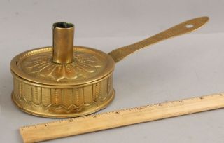 18thc Antique 1702 Belgium Dutch Brass Tinderbox Chamberstick Candlestick,  Nr