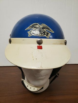 Vintage Police Motorcycle Helmet Buco Style Half Shell