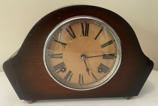 Antique Mantle Shelf Gong Strike Chime Clock Made In India Recently Serviced