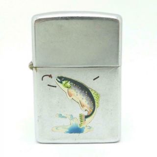 Vintage 1951 Zippo Lighter Town & Country Trout - Paint -