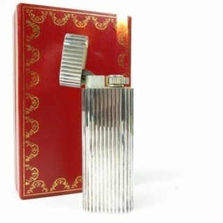 Auth Cartier Silver Plated Lighter Ignition Confirmed