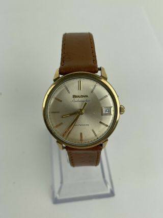 Vintage 1968 M8 Bulova Ambassador Date Microrotor Automatic Watch - Keeps Time