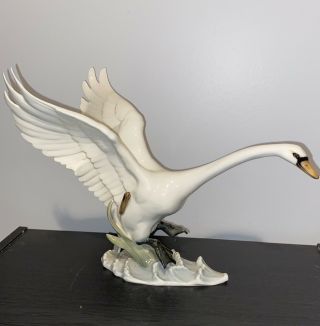 Vintage Hutschenreuther Germany Porcelain Swan Duck Mallard Figurine Statue 3