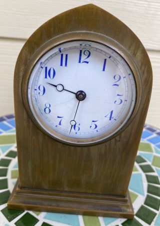Antique Gothic Chelsea Bronze Boudoir Mantle Clock Ca.  1912