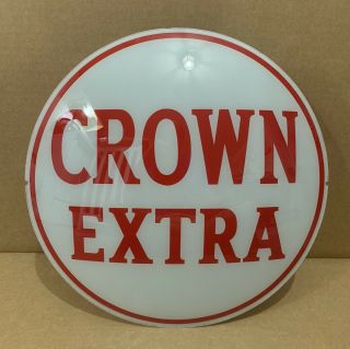 Vintage Crown Extra Gas Pump Globe Lens Glass Top Sign Garage Decor Oil Bar Pub