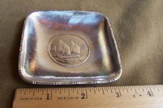 Chinese Ship/junk Coin Solid Silver Vintage Ashtray/ Tray - Wai Kee