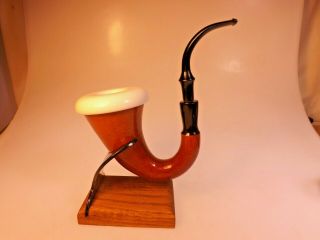 Pioneer Calabash Gourd Meerschaum Bowl Sherlock Holmes Pipe Rubber Stem