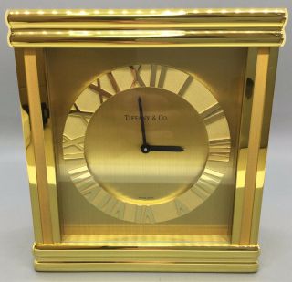 Tiffany & Co.  Atlas Desk/mantel Clock,  Gold Brass - Vintage,  Retired -