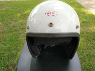 Vintage Bell Rt Motorcycle Helmet Auto Racing White,  7 1/4,  58,  1979
