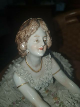 Antique Volkstedt porcelaine lace balerina Figurine 3