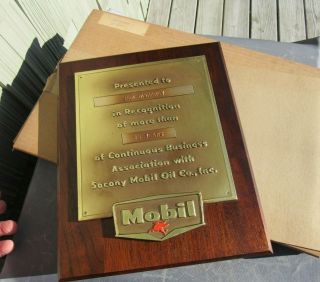 Vintage 15 Year Award Sign Socony Mobil Oil Co.  Pegasus Nos Mib