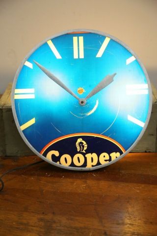 Vintage Cooper Tires Advertising Pam Clock Gas And Oil Sign