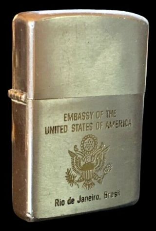 Vintage Zippo Lighter 1967 - Embassy Of The United States - Rio De Janeiro Brasil