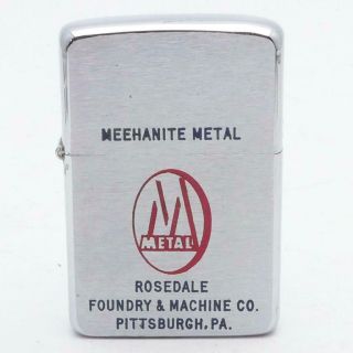 Vintage 1957 Zippo Lighter Meehanite Metal Pittsburgh Pa & Unlit