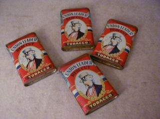 Set Of 4 Union Leader " Uncle Sam " Empty Tobacco Tins