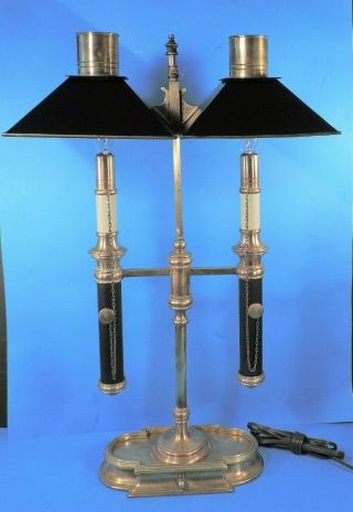 Vtg Chapman Double Bouillotte Table Lamp With Tole Shade (xlnt)
