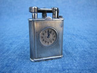 Vintage 1920s 900 Silver Hallmarked Lift Arm Swiss Clock Watch Lighter Dunhill ?