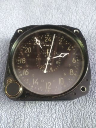 Waltham Cdia Military 8 - Day Aircraft Clock Us Navy Cockpit Clock Running Strong