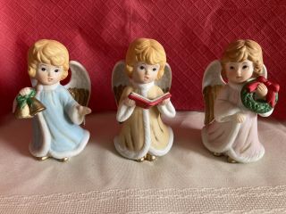 Vintage Set Of 3 Homco Christmas Angels 5557