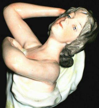 Antique German Dresden Bohne Art Deco Semi Nude Lady Dancer Porcelain Figurine
