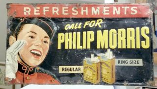 Call For Philip Morris.  Regular.  King Size.  Large Metal Advertising Sign.