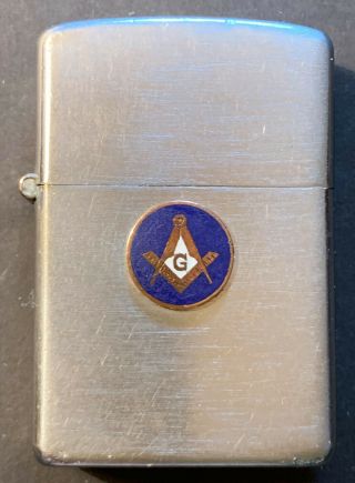 1940’s 3 Barrel Hinge 2032695 Patent Zippo Lighter - Masonic Emblem