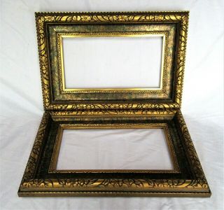2 Vintage Fits 7 " X 13 " Gold Gilt Deep Ornate Wood Picture Frame Art Victorian