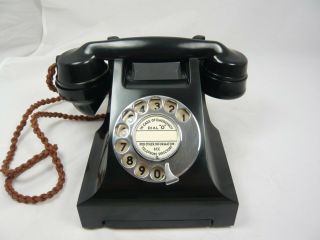 Stunning Vintage Black Bakelite Telephone Gpo Antique Retro Dial Phone