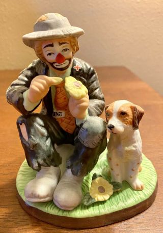 Emmett Kelly Jr With His Dog And Flower 9786 Flambro