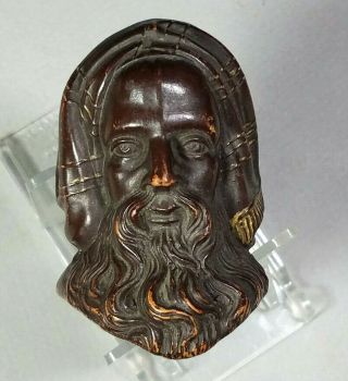 Xl Antique German Made Brown Pascha Face Clay Tobacco Pipe 2.  5 " X 3 "