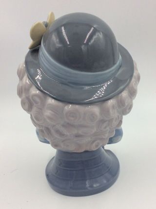 Lladro Sad Clown Porcelain Bust Head Figurine 5611 Butterfly Hat Signed 3
