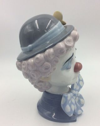 Lladro Sad Clown Porcelain Bust Head Figurine 5611 Butterfly Hat Signed 4
