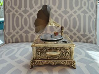 Vintage Record Player Table Lighter Brass