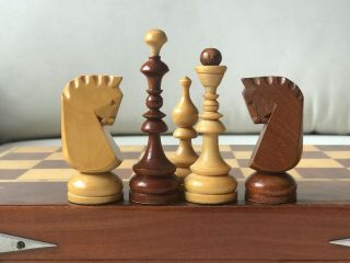 ☭ Vintage 1980 Soviet Ussr Wooden Chess Set Folding Board