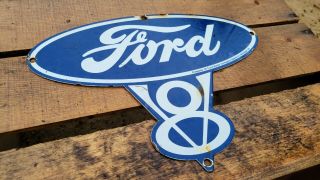 Old Vintage Dated 1939 Ford Motor Company Dealer Porcelain Gas Oil Sign Die Cut