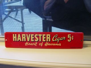 Vintage Harvester Cigars Tobacciana Cigar Advertising Tin Strip Sign