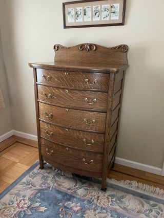Vintage Tall Tiger Oak Dresser