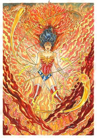 Wonder Woman Fenix Force Sexy 11x17 " Pinup Art Comic Page By Ed Silva