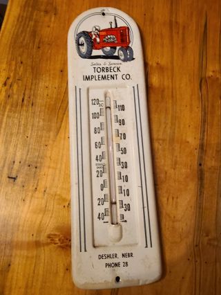 Vintage Massey Harris Sign Thermometer Torbek Implement Co.  Tin Not Porcelain.