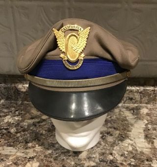 Vintage Obsolete 1950s California Highway Patrol Chp Visor Cap Hat