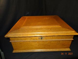 Antique Regina Music Box Tiger Oak Case.  Case Only