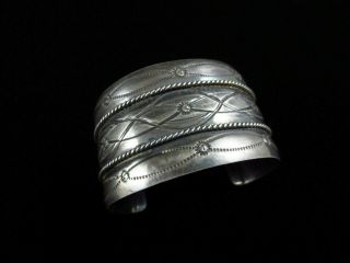 Vintage Navajo Bracelet - Sterling Silver Wide Cuff - 75 G = 2.  6 Oz