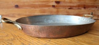 Bridge Kitchenware Hammered Copper Roast Pan Brass Vintage 18x13 Made In France