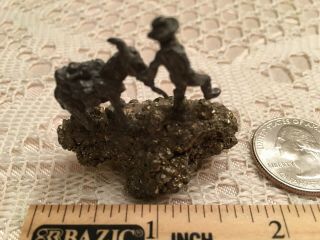 Vintage Miniature Gold Miner With His Mule On Pyrite Stone Figurine