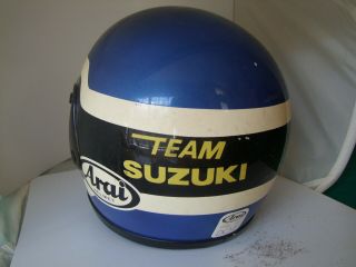 Vintage Arai Full Face Motorcycle Helmet Japan Team Suzuki Signed By Wes Cooley