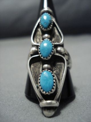 Towering Vintage Navajo Turquoise Sterling Silver Native American Ring