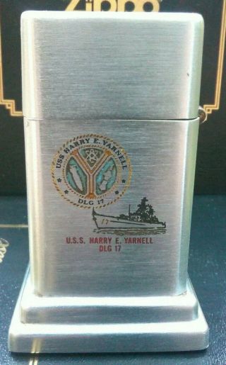 Vintage Zippo Barcroft Table Lighter Uss Harry E Yarnell Dlg - 17